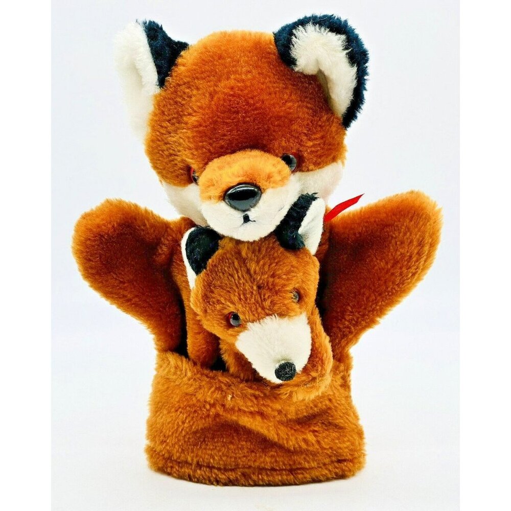 Pedigree Pocket Puppets Fox Baby Hand Finger Lot of 2 Plush Stuffed Animal VTG‎